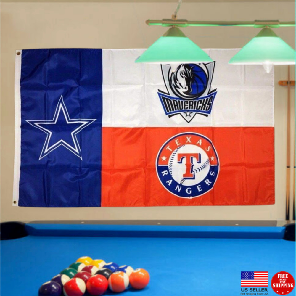 Dallas Sports Teams Flag Banner Cowboys‎ Rangers Mavs Gameday Mancave New 3x5 Ft
